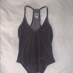 Grey velvet bodysuit